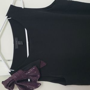 Black tank/blouse with sequined shoulder bow